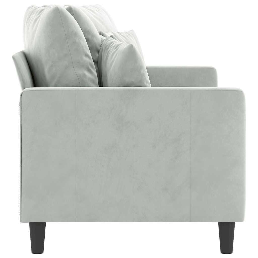 Light Gray Velvet 2-Seater Sofa N4574