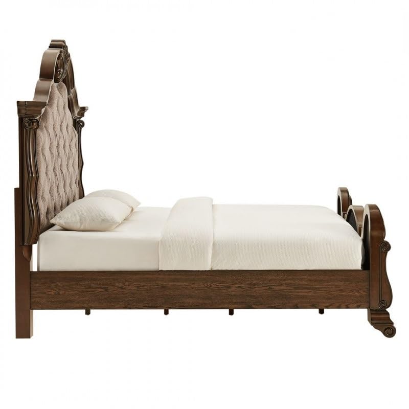 Dark Cherry Wood Eastern King Traditional Platform Bed N14604