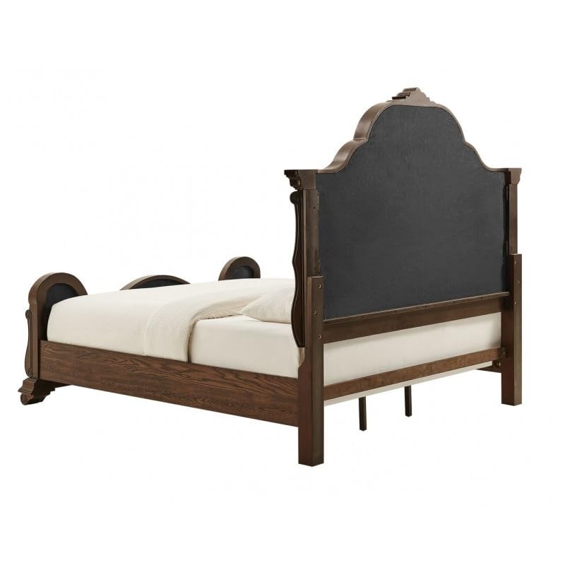 Dark Cherry Wood Eastern King Traditional Platform Bed N14604