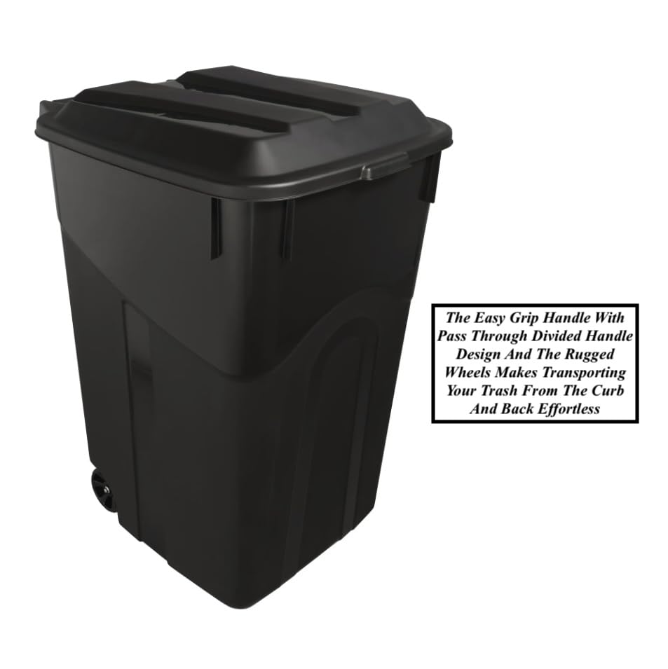 45 Gallon Heavy Duty Plastic Trash Cans with Wheels Q167401