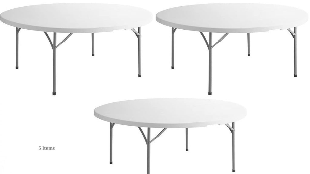 White 6-ft Plastic Folding Round Table K964040
