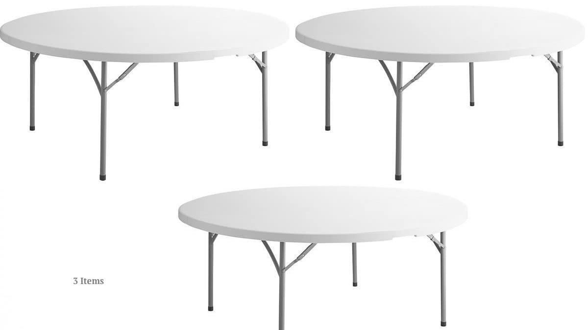 White 6-ft Plastic Folding Round Table K964040