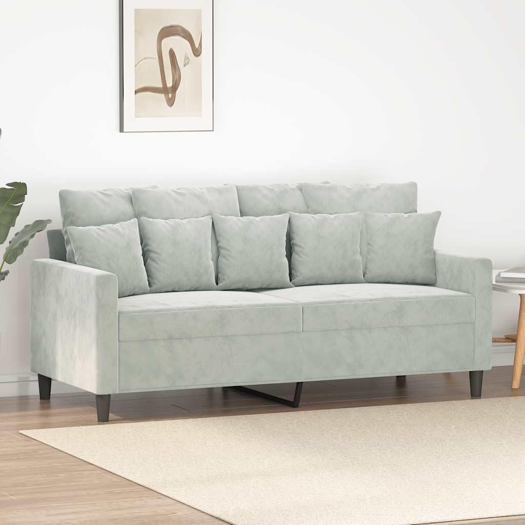 Light Gray Velvet 2-Seater Sofa N4574