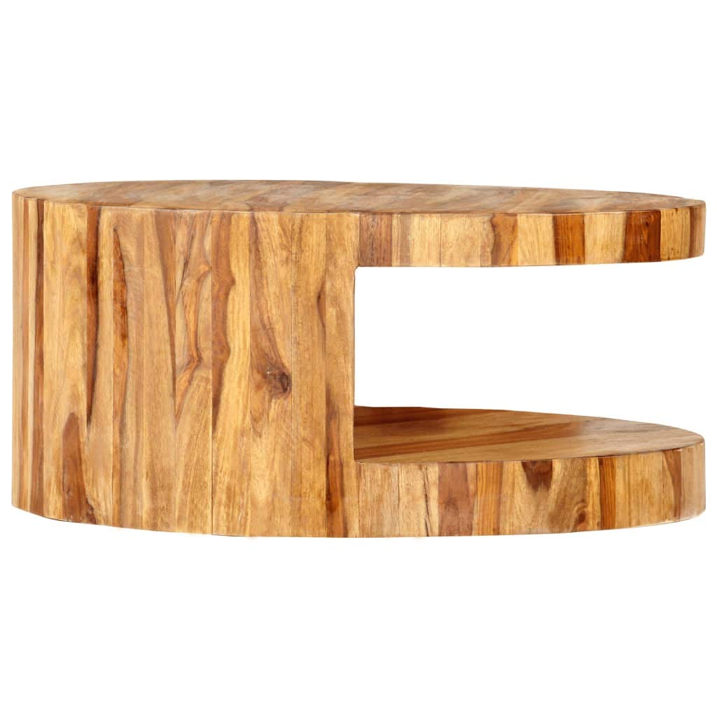 Natural Solid Sheesham Wood Coffee Table 25.6 in Dia M949493