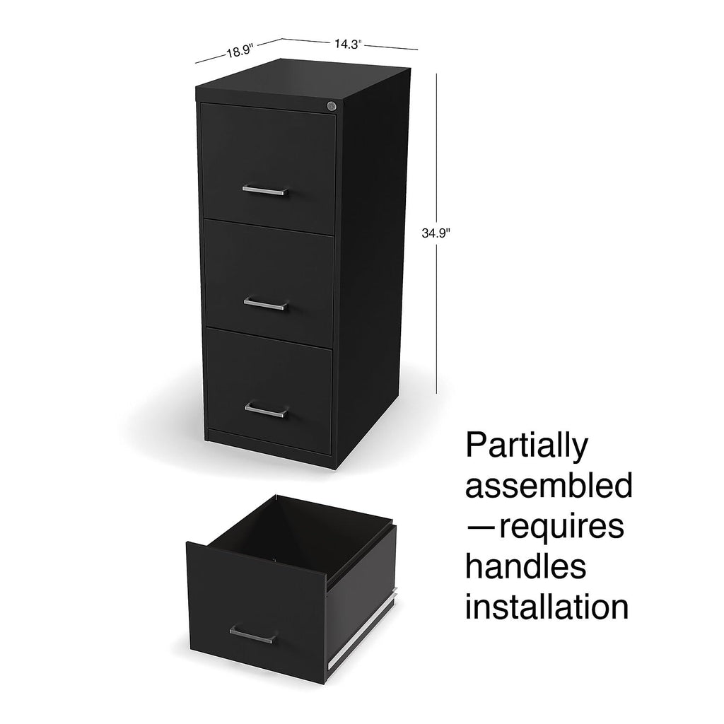 Black 3 Drawer Letter Legal Locking File Cabinet A984975