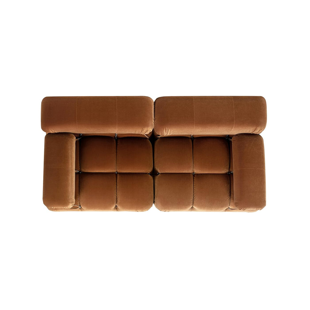 Burnt Orange Performance Velvet 2-Piece Loveseat Sofa Q444