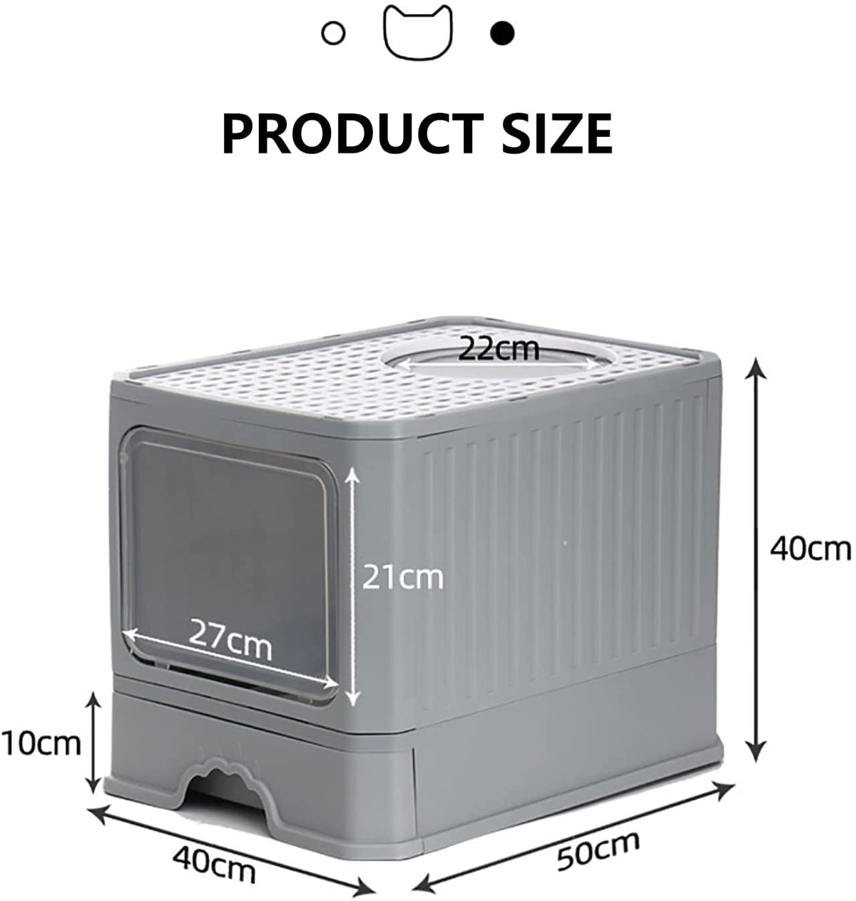 Foldable Top Entry Cat Litter Box with Lid and Scoop Z64626