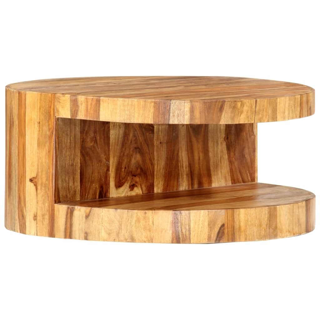 Natural Solid Sheesham Wood Coffee Table 25.6 in Dia M949493