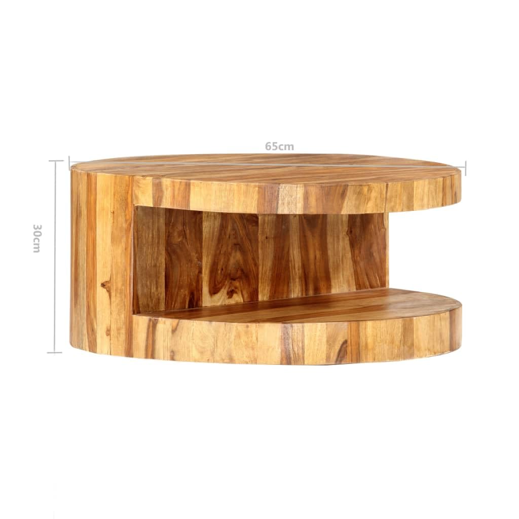 Natural Solid Sheesham Wood Coffee Table 25.6 in Dia M949493