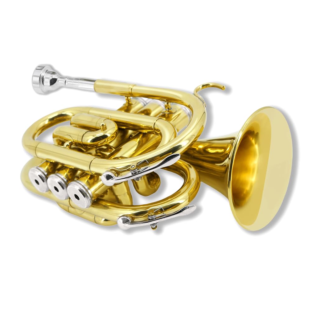 Bb Flat Brass Pocket Trumpet with 7C Mouthpiece P570377