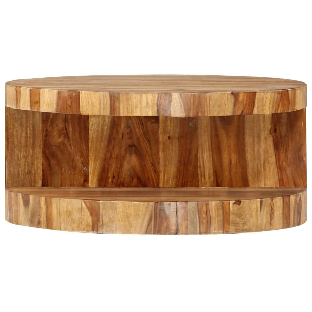 Natural Solid Sheesham Wood Coffee Table 25.6 in Dia M949493