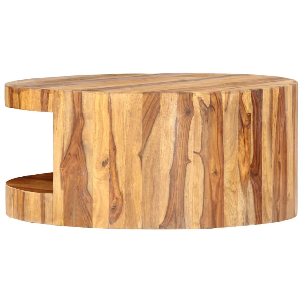 Natural Solid Sheesham Wood Coffee Table 25.6 in Dia M949493