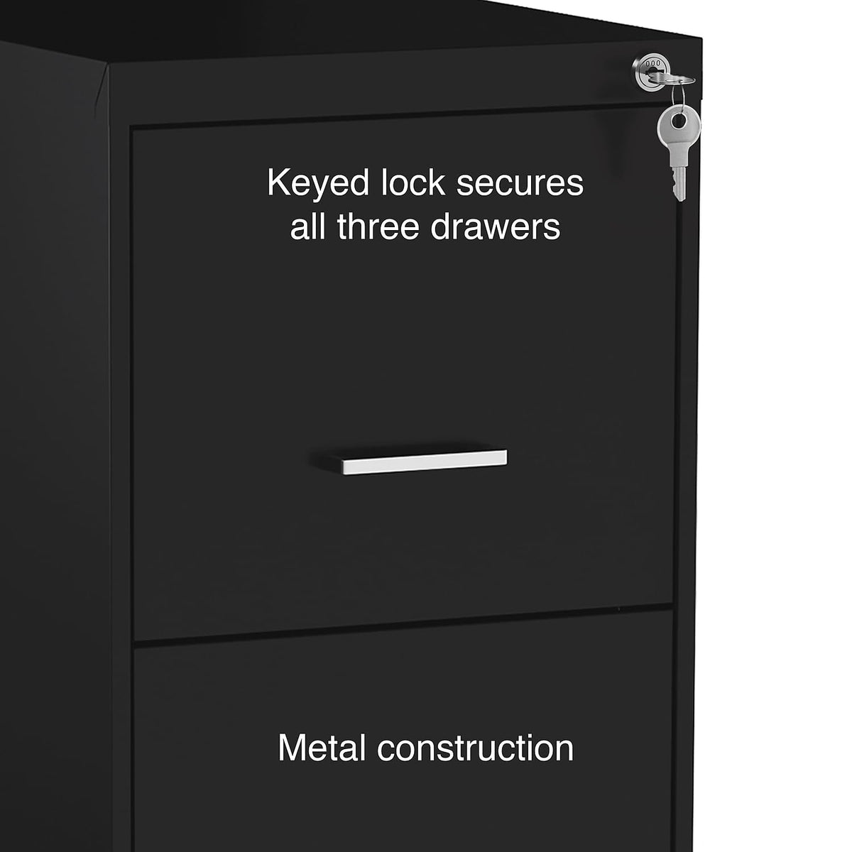 Black 3 Drawer Letter Legal Locking File Cabinet A984975