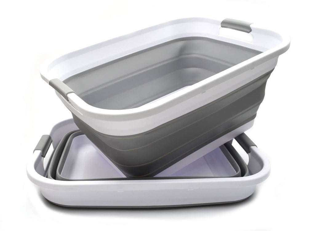 Collapsible Plastic Laundry Basket Set of 2 P4189