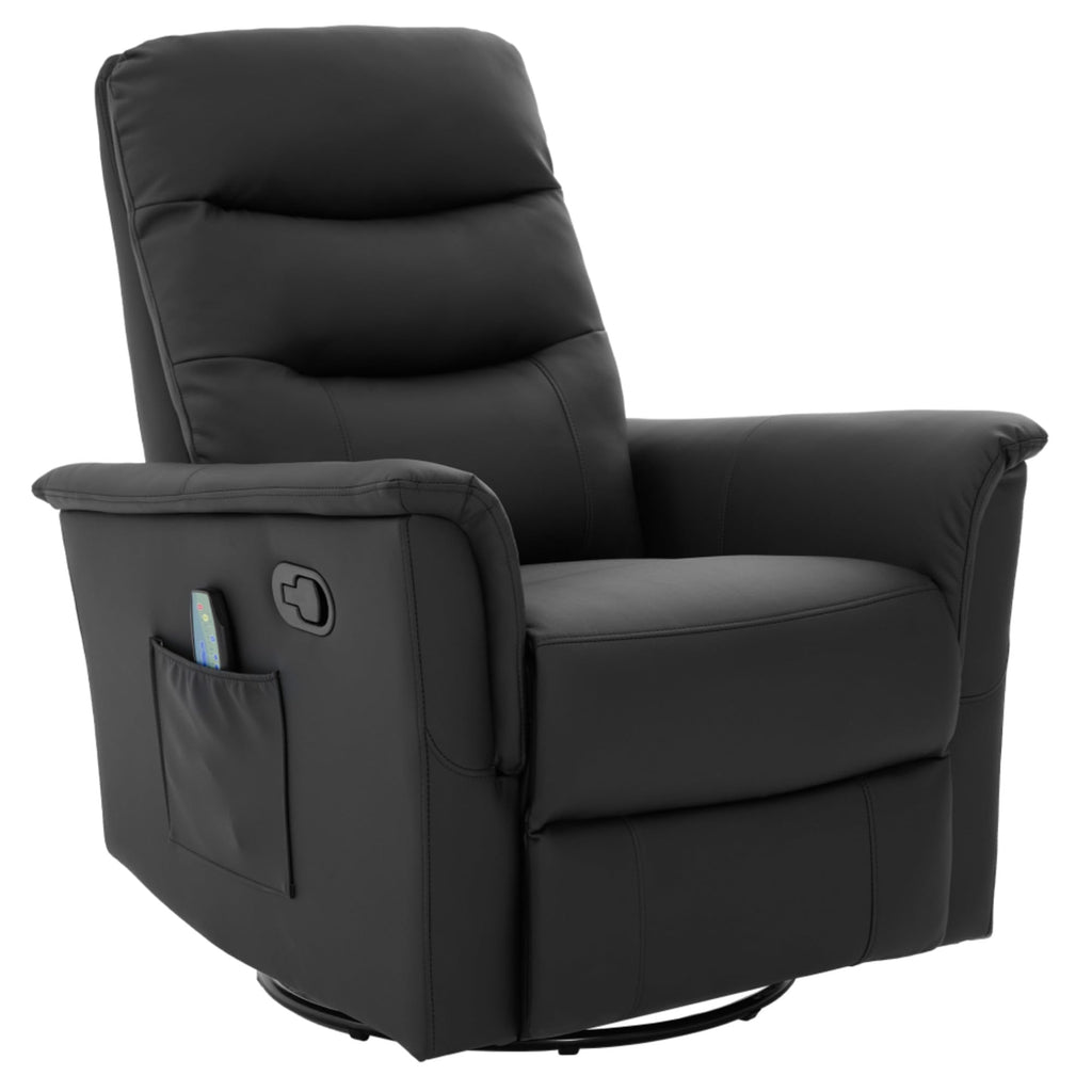 Black Boucle Swivel Rocker Glider Lounge Chair O48613