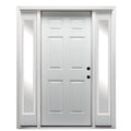 Primed Steel Left Hand In-Swing 6-Panel Exterior Prehung Door 36"x80" with 14" Sidelites I66825