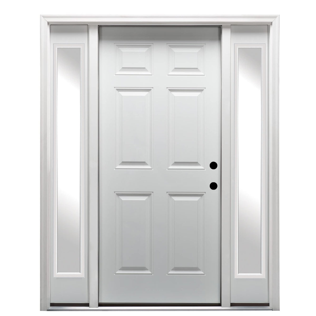 Primed Steel Left Hand In-Swing 6-Panel Exterior Prehung Door 36"x80" with 14" Sidelites I66825