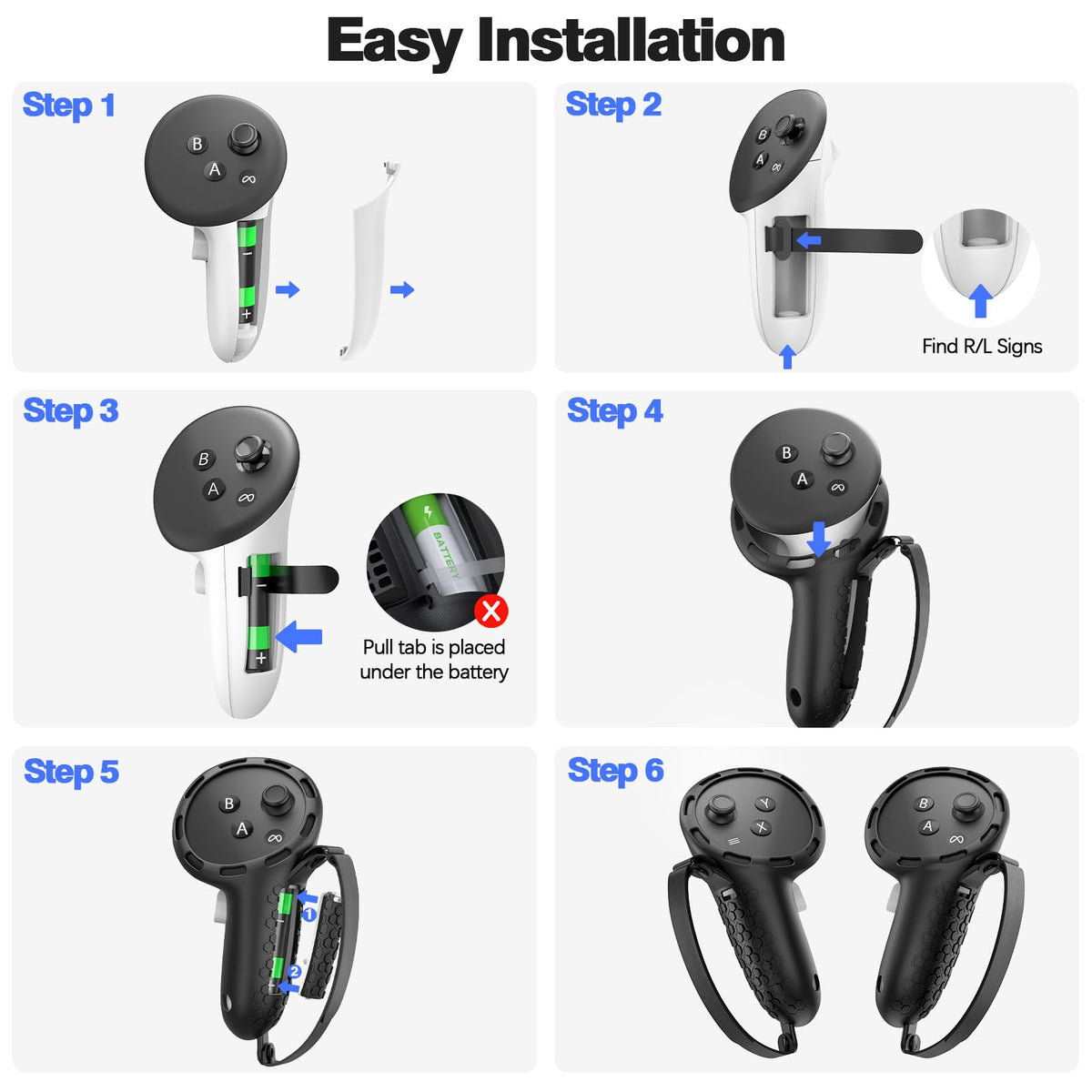 Controller Grips with Battery Opening Covers Black R387