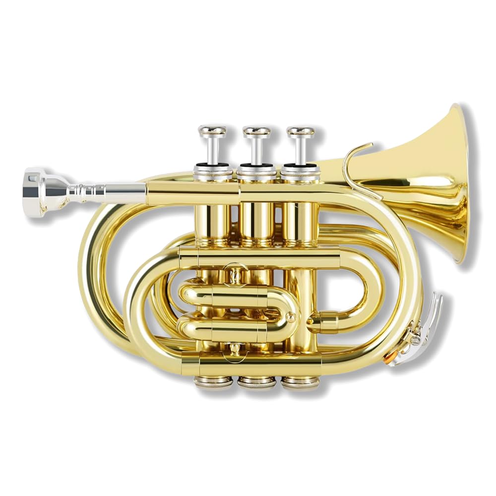Bb Flat Brass Pocket Trumpet with 7C Mouthpiece P570377