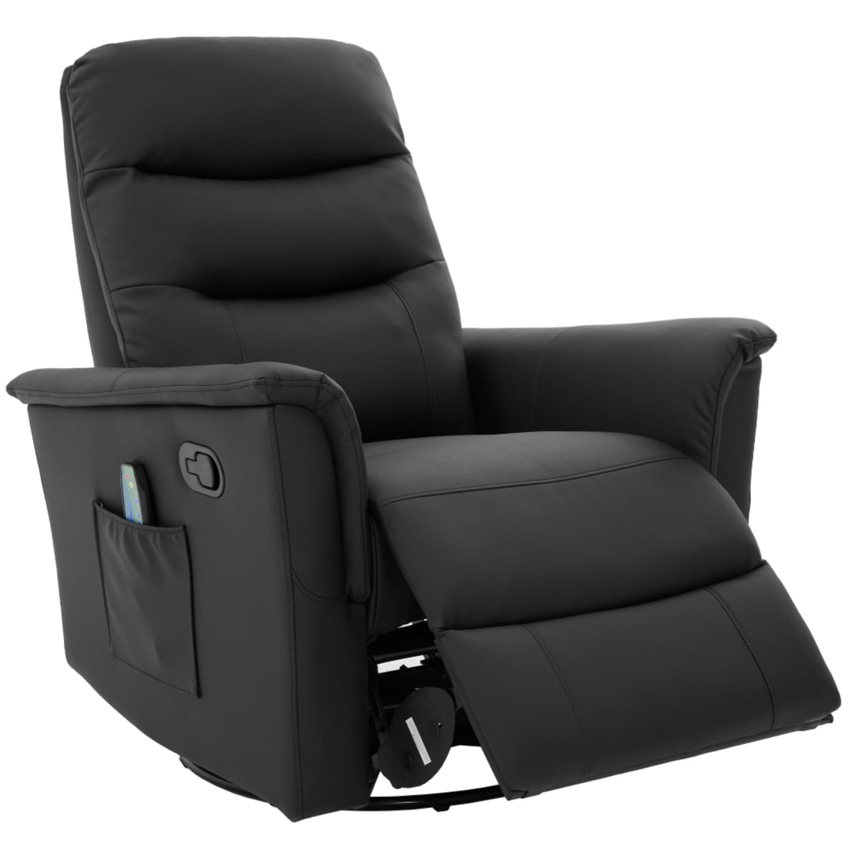 Black Boucle Swivel Rocker Glider Lounge Chair O48613