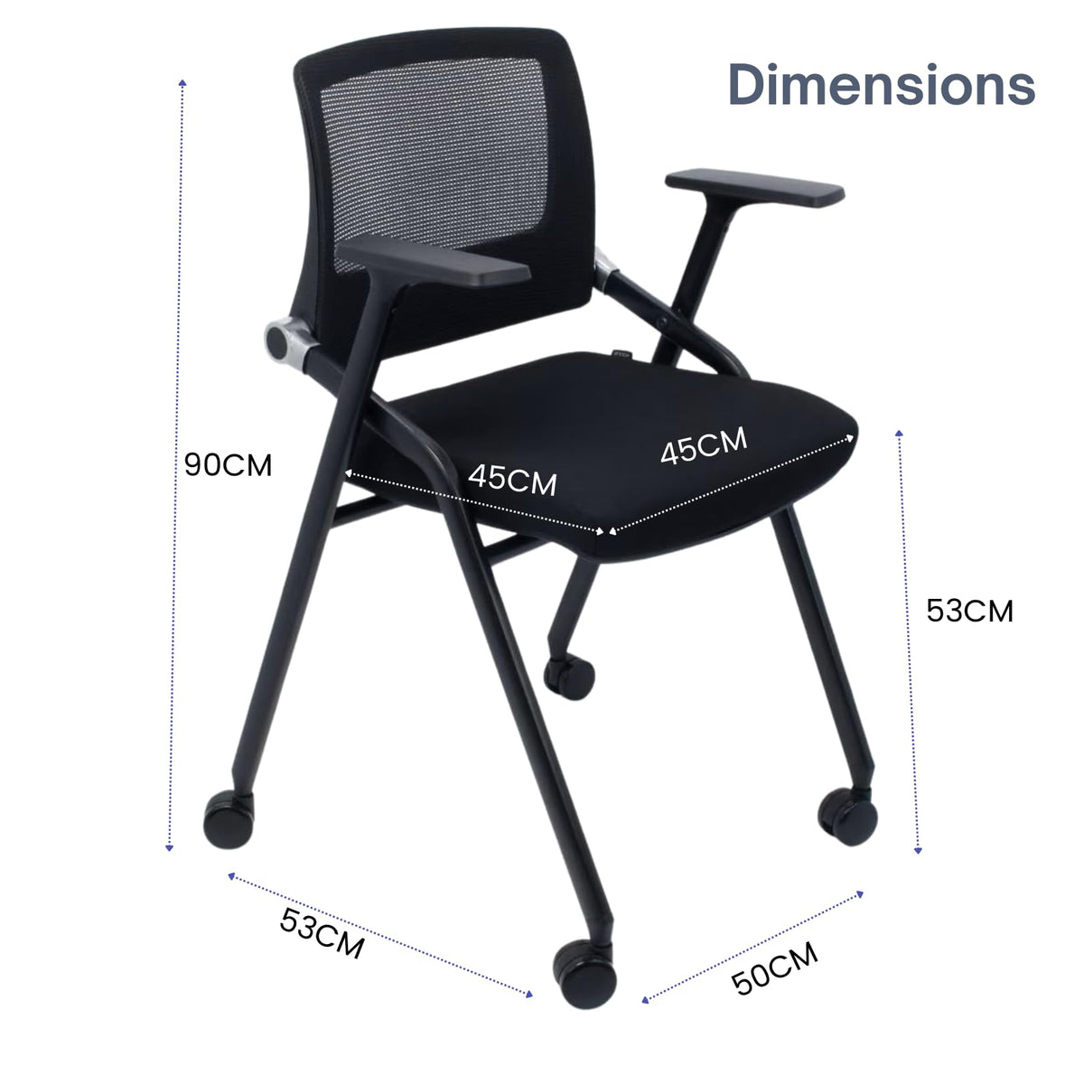 2 Pack Black Mesh Folding Office Chairs with Wheels H6877