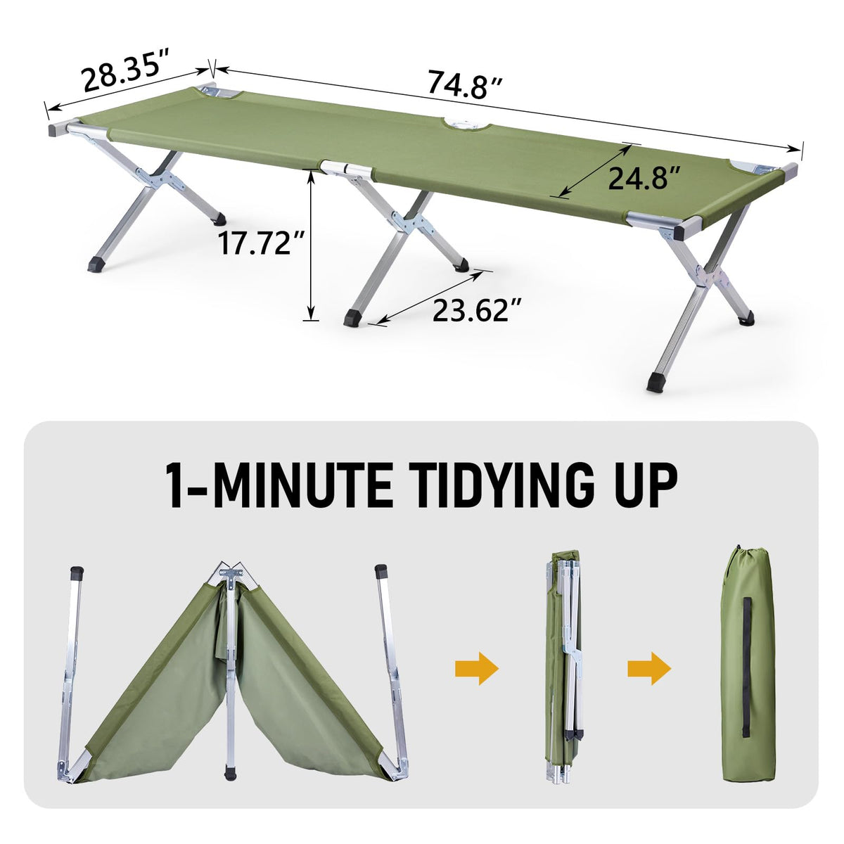 Folding Camping Cot with Carry Bag W300763