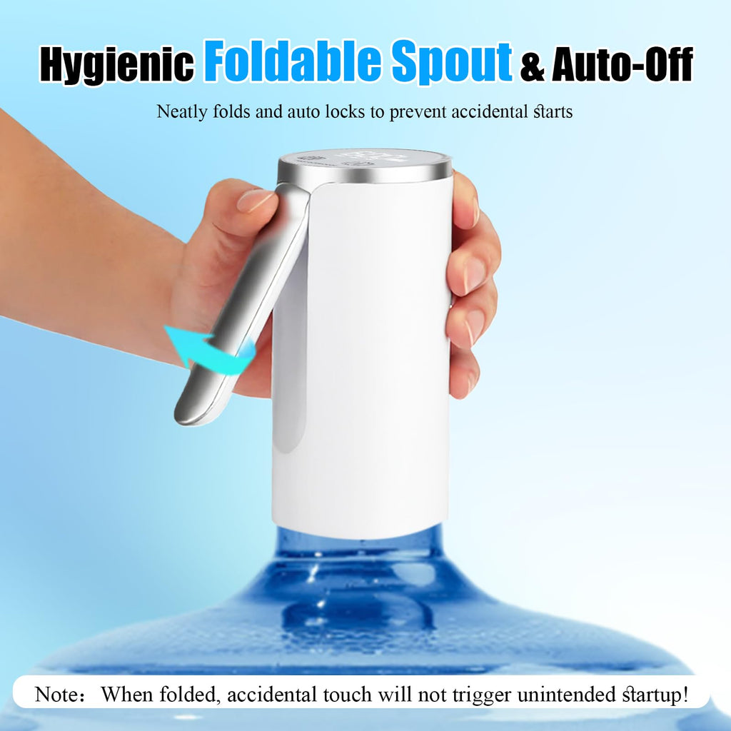 Countertop Water Dispenser with LED Display, Foldable Spout, 4 Dispense Modes, USB-C Rechargeable, White B10398