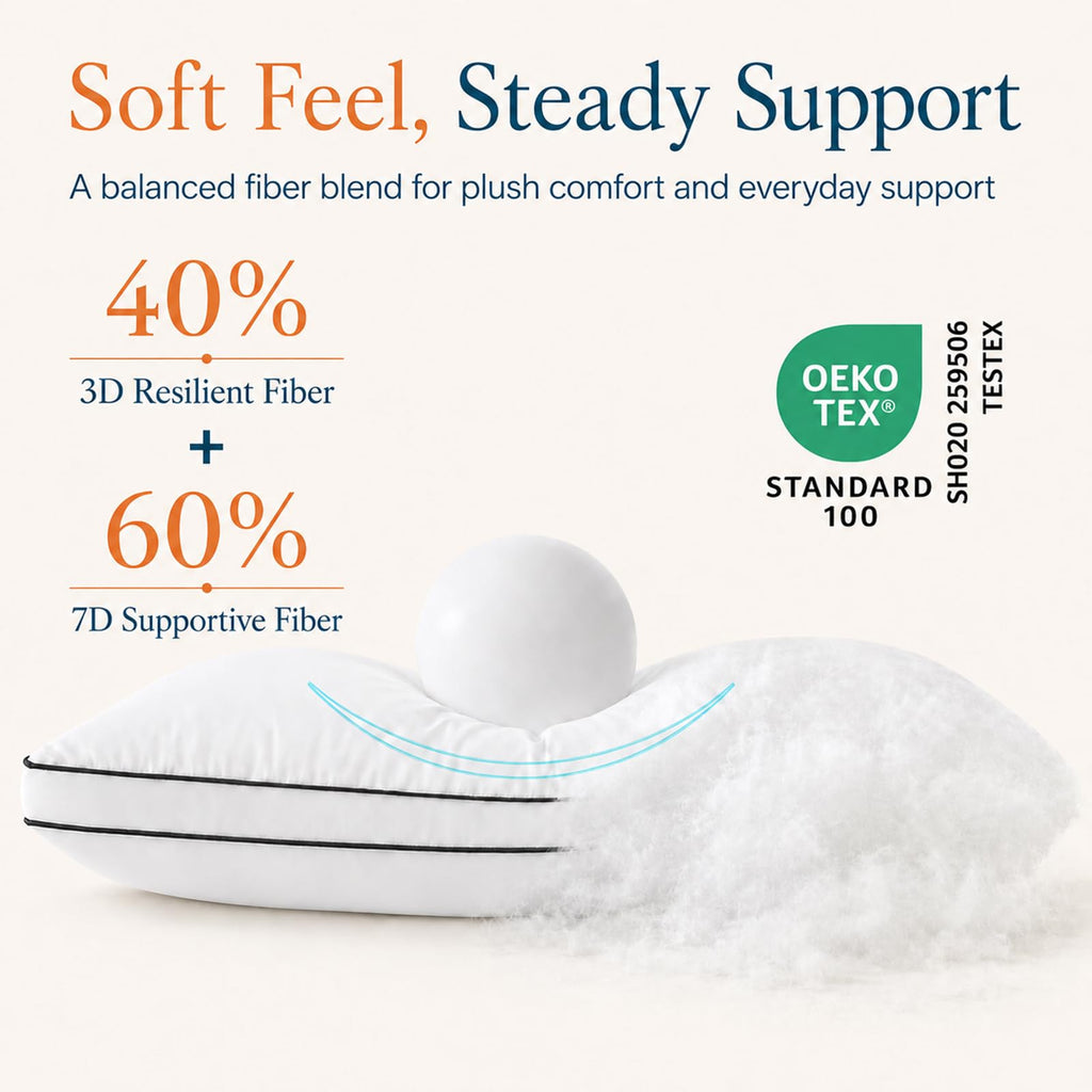 Queen Size Set of 2 Gusseted Bed Pillow O9791