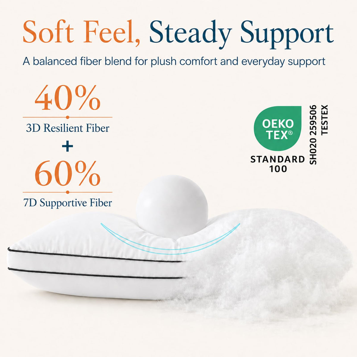 Queen Size Set of 2 Gusseted Bed Pillow O9791