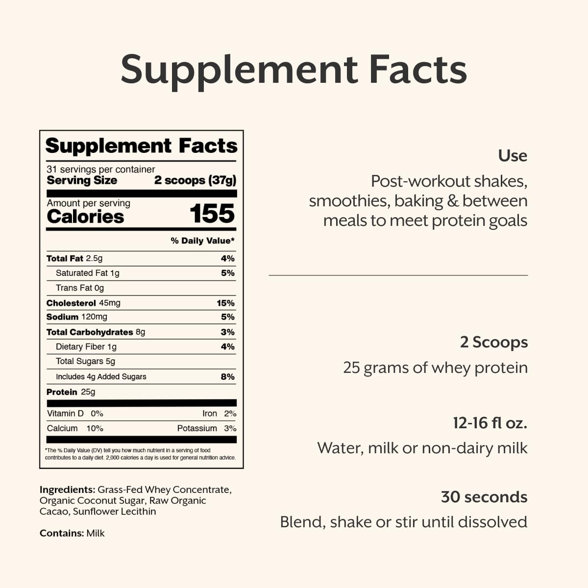 Whey Protein Powder Raw Chocolate 5 Pound K635376