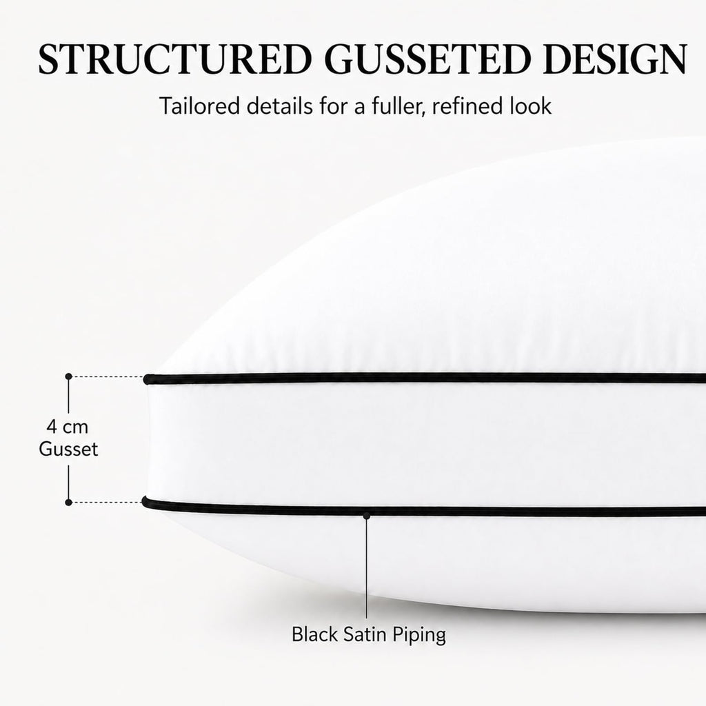 Queen Size Set of 2 Gusseted Bed Pillow O9791