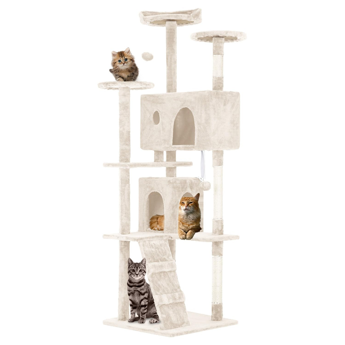 70 Inches Multi-Level Cat Tree with Scratching Posts K321735