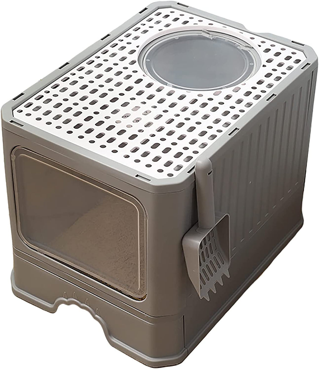 Foldable Top Entry Cat Litter Box with Lid and Scoop Z64626