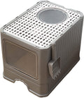 Foldable Top Entry Cat Litter Box with Lid and Scoop Z64626
