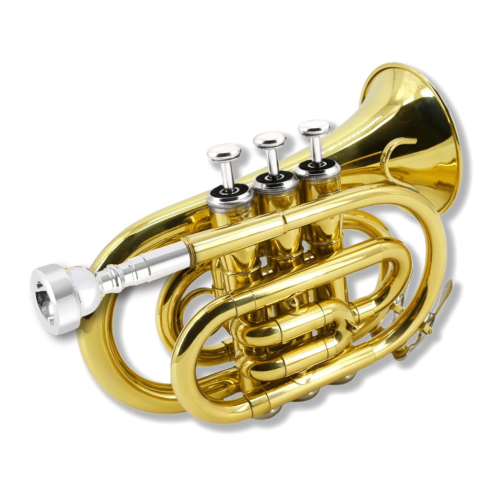 Bb Flat Brass Pocket Trumpet with 7C Mouthpiece P570377