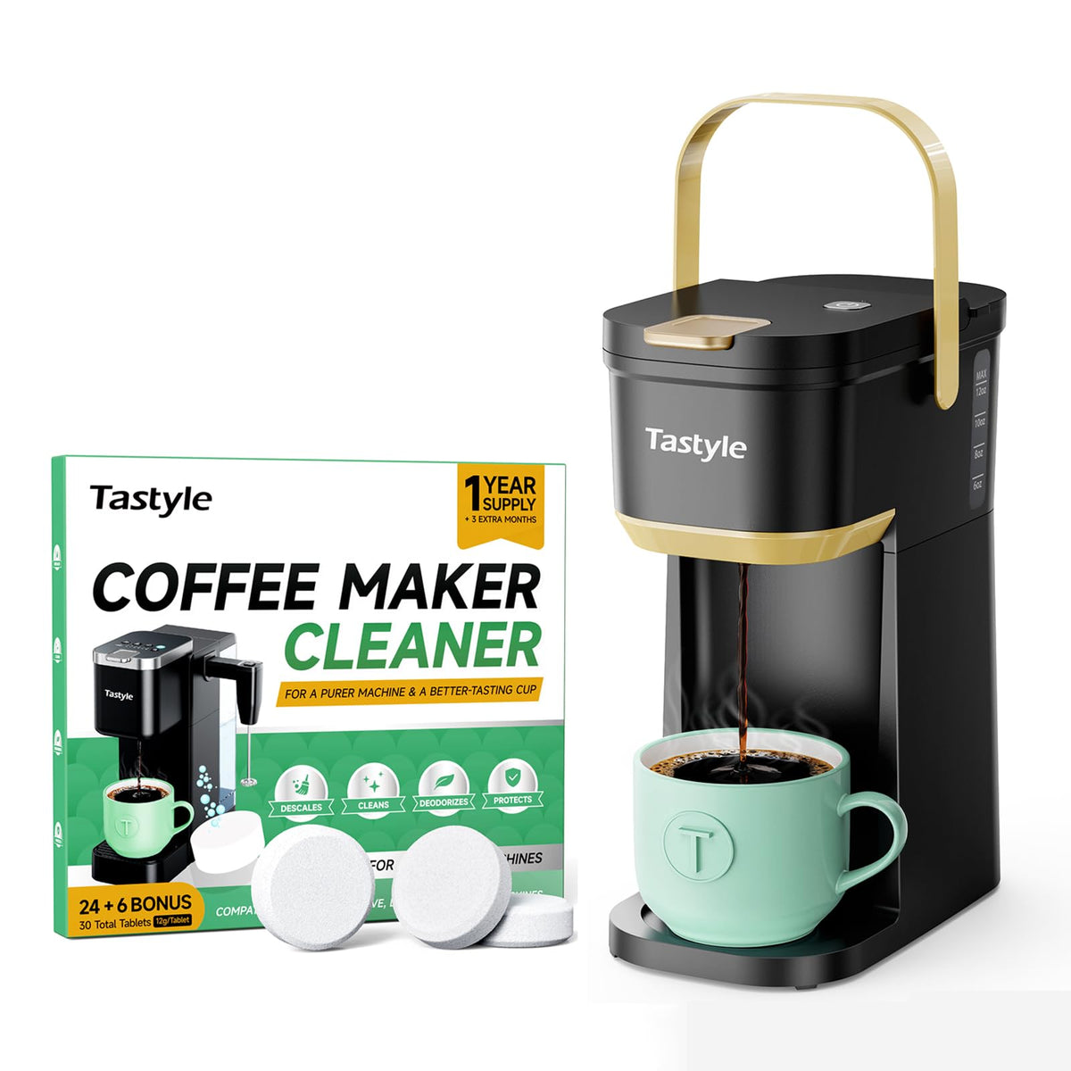 Mini Single Serve Coffee Maker with 30 Descaler Tablets K695471