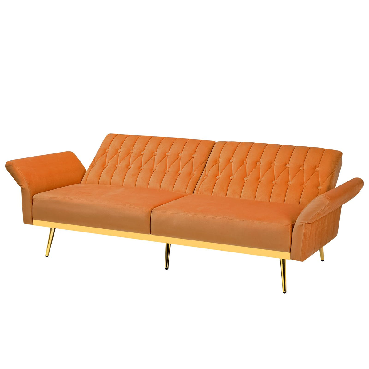 70" Velvet Futon with Adjustable Backrest and Armrests O58171