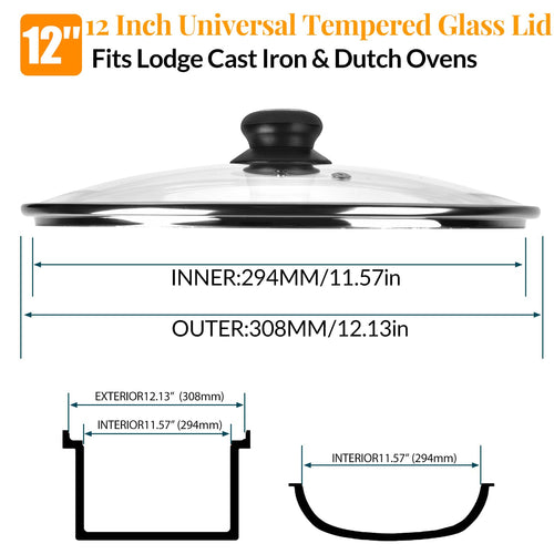 12 Inch Tempered Glass Lid for Frying Pan & Skillet G762