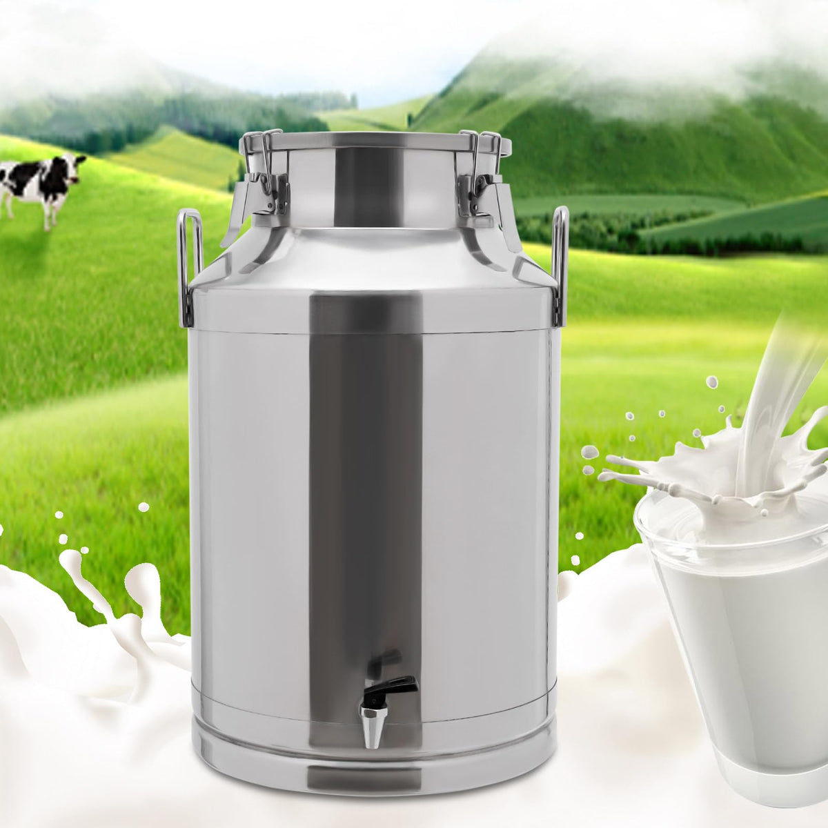 60L Stainless Steel Milk Can with Faucet and Sealed Lid H3435