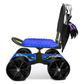 Blue Rolling Garden Cart with Four Wheels and Tool Bag W4101