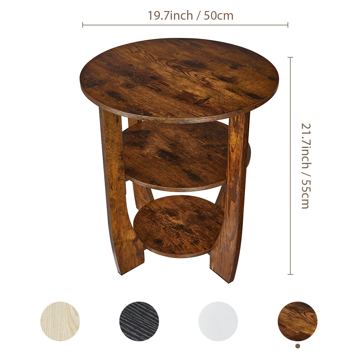 Rustic Brown 19.7 inch Round Side Table K73799