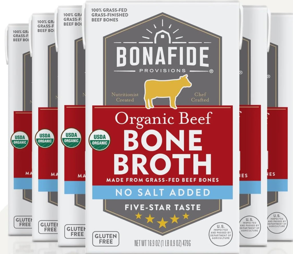 Organic Beef Bone Broth No Salt Added 16.9oz 6 Pack G383