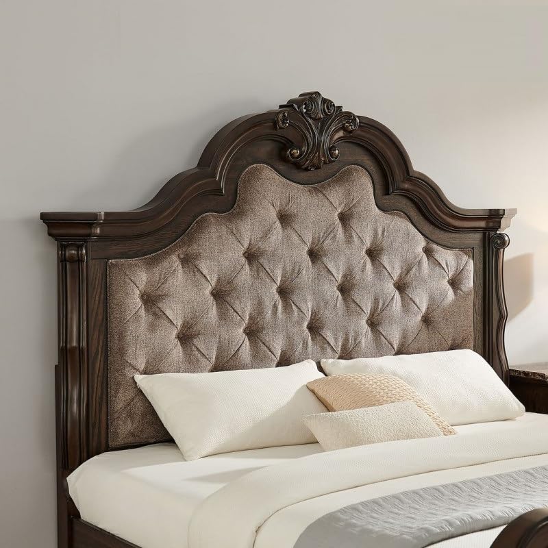 Dark Cherry Wood Eastern King Traditional Platform Bed N14604