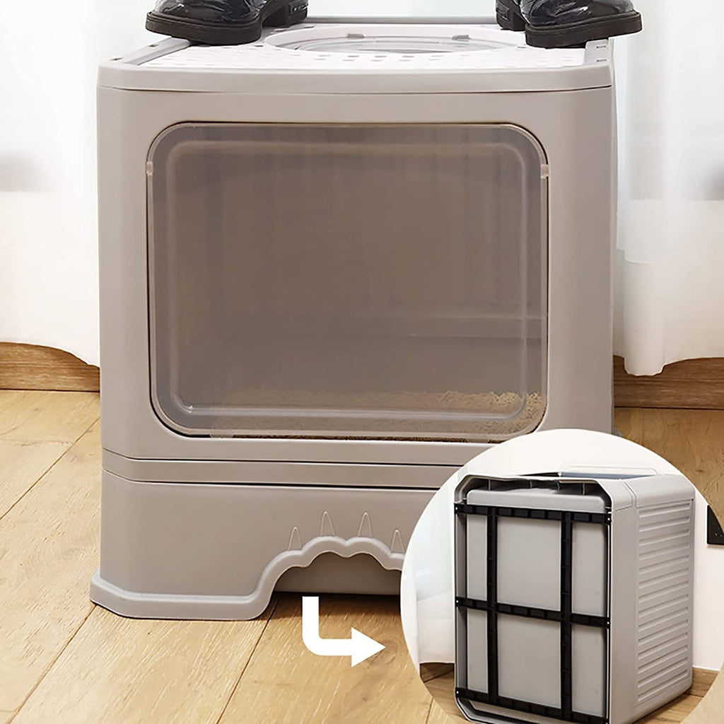 Foldable Top Entry Cat Litter Box with Lid and Scoop Z64626