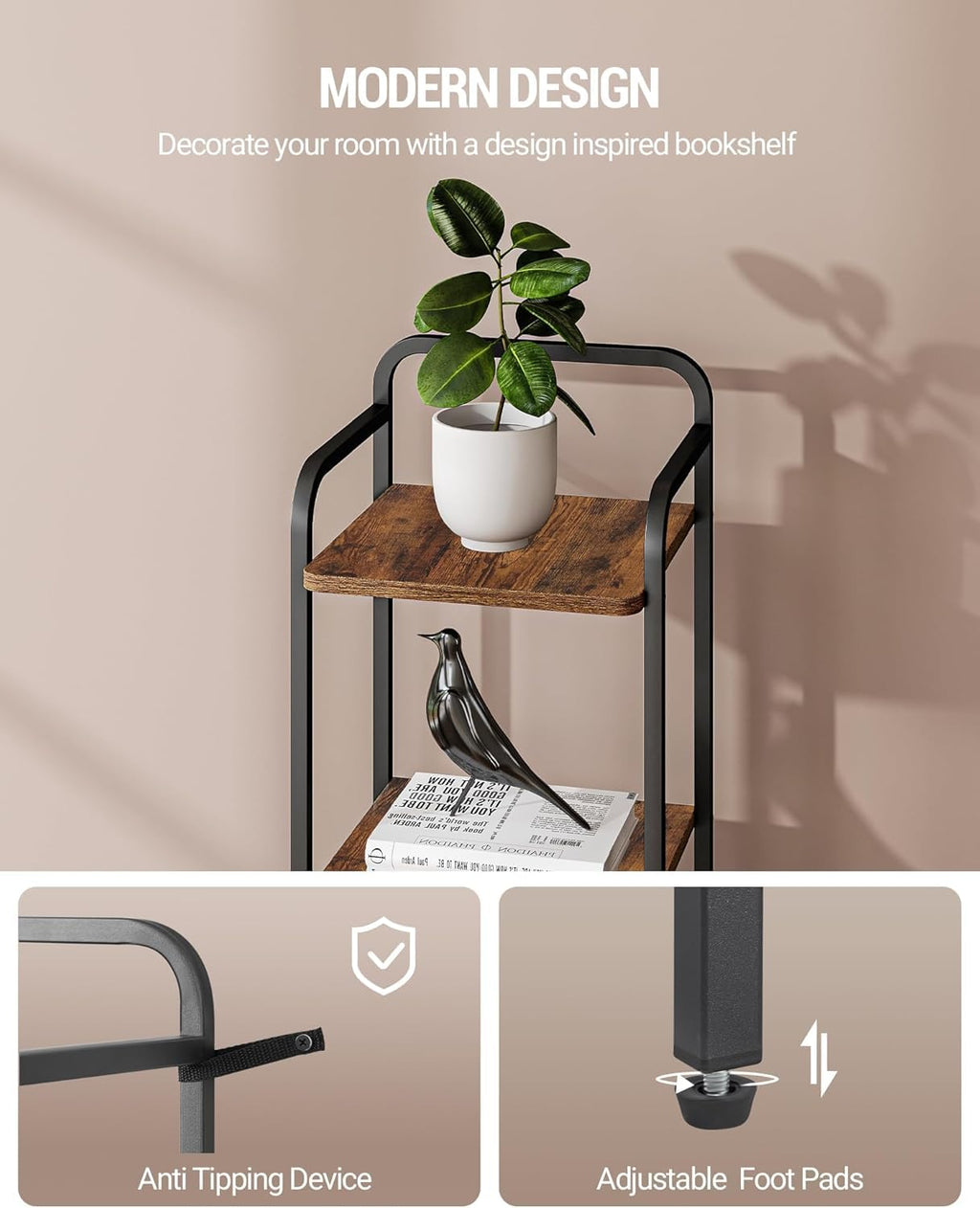 Narrow Industrial Bookcase N530