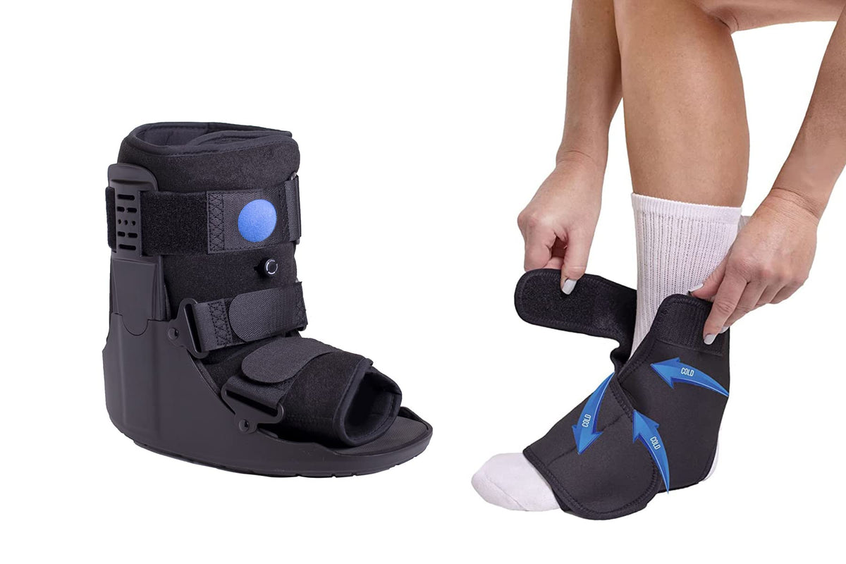Short Air Walker Boot + Ankle & Foot Ice Wrap O471458