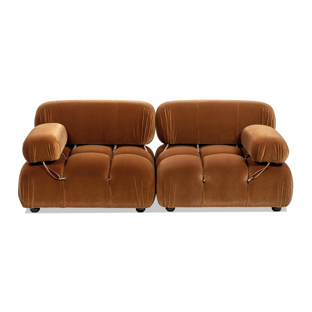 Burnt Orange Performance Velvet 2-Piece Loveseat Sofa Q444
