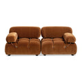 Burnt Orange Performance Velvet 2-Piece Loveseat Sofa Q444