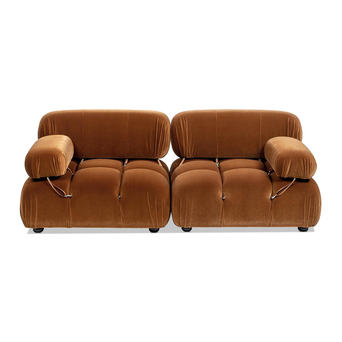 Burnt Orange Performance Velvet 2-Piece Loveseat Sofa Q444