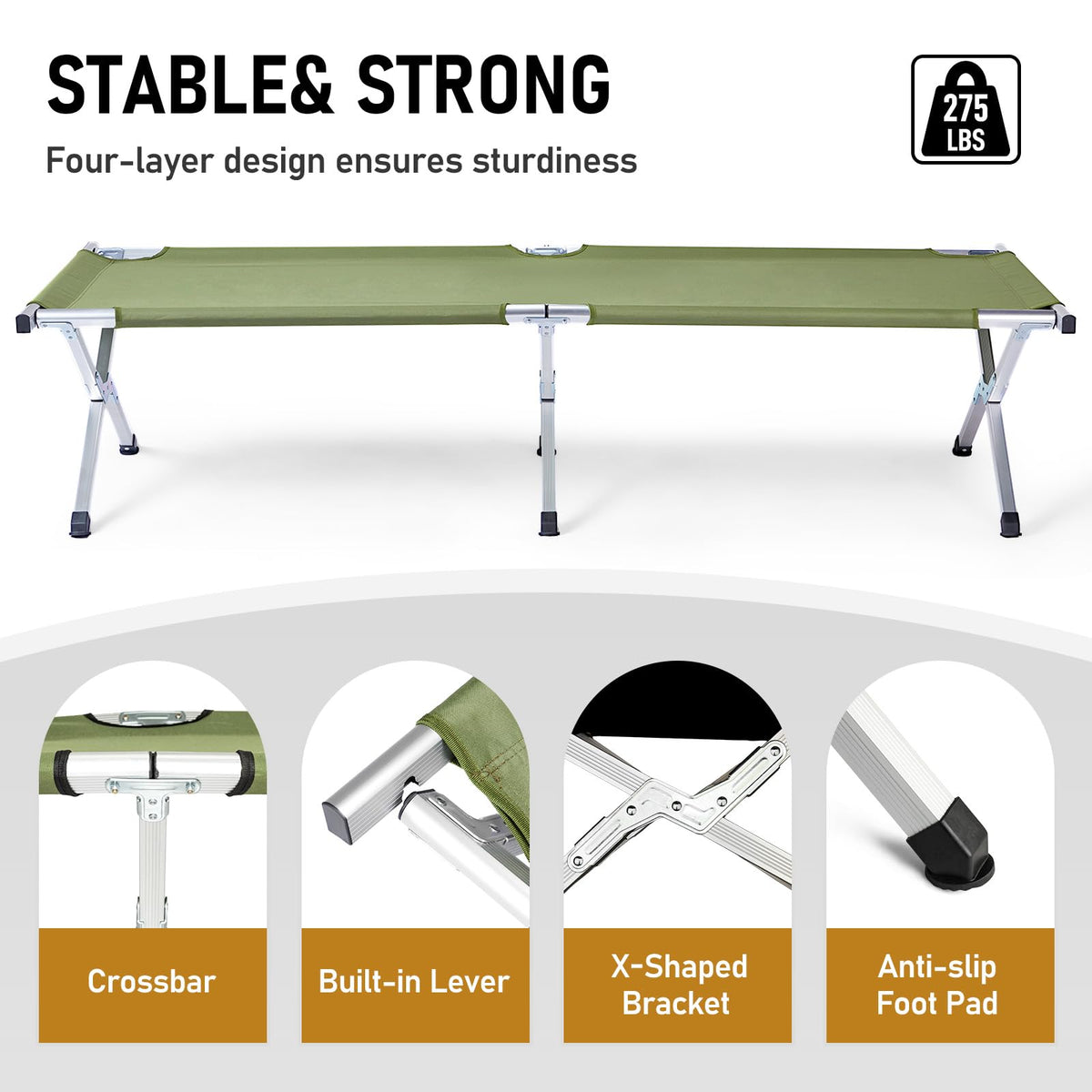 Folding Camping Cot with Carry Bag W300763